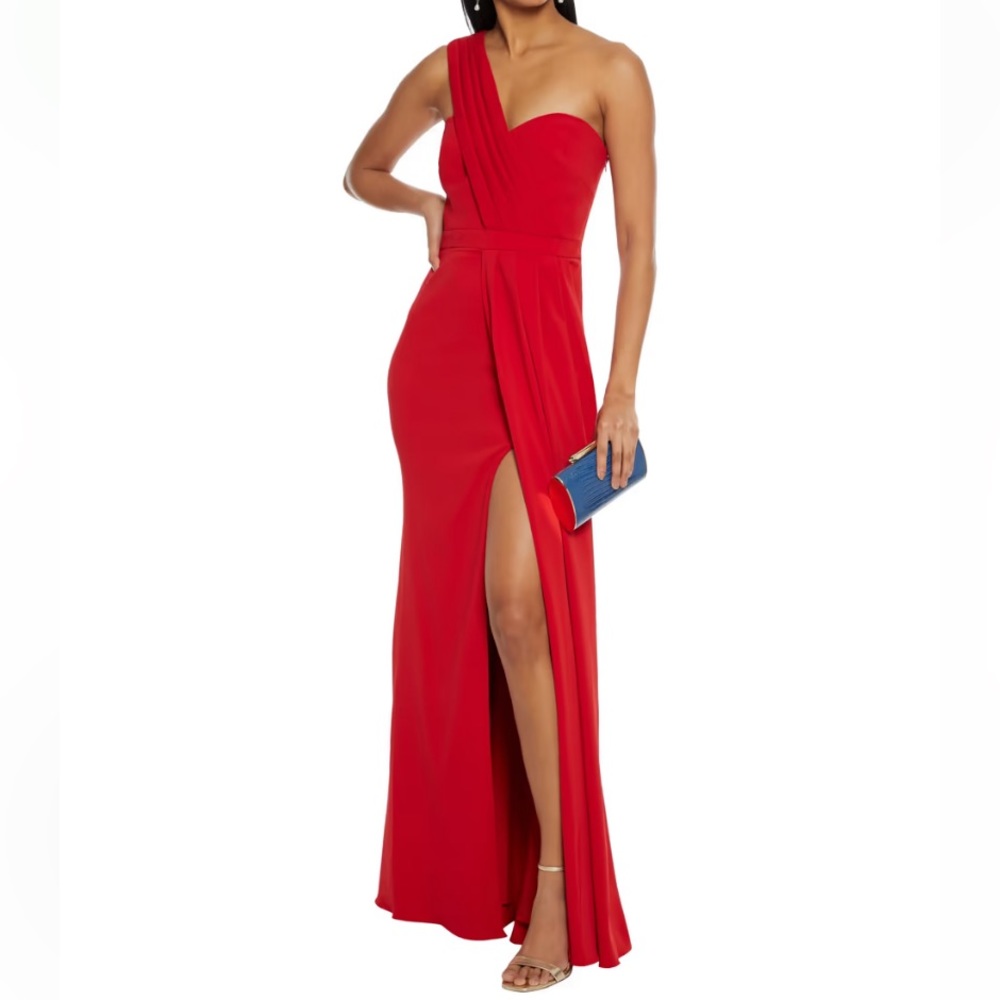 NWT Badgley Mischka Red One-Shoulder Wedding Dress